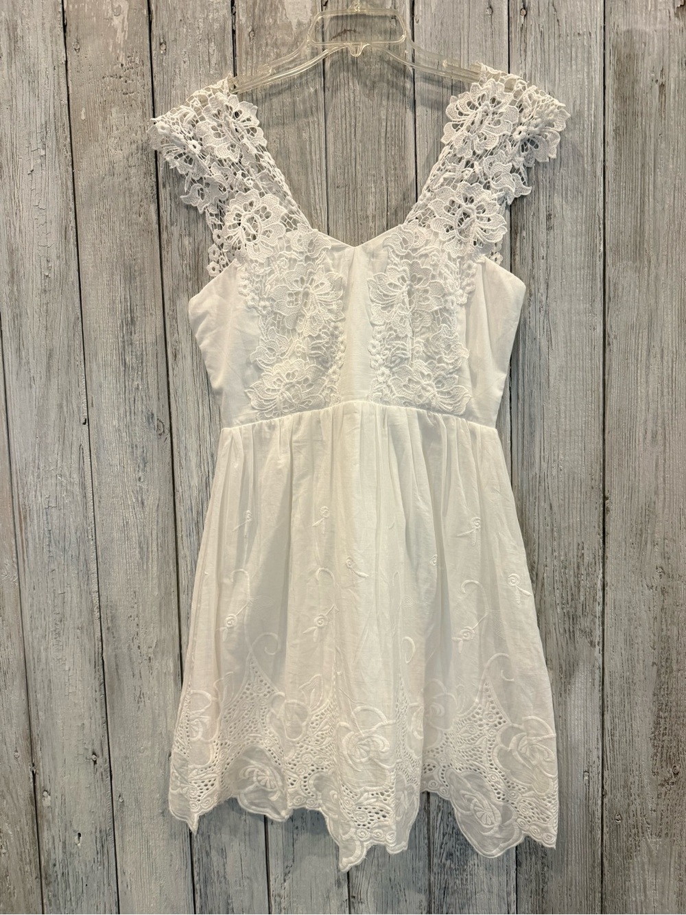 Southern Fried Chics White Eyelet Lace V-Neck Sundress